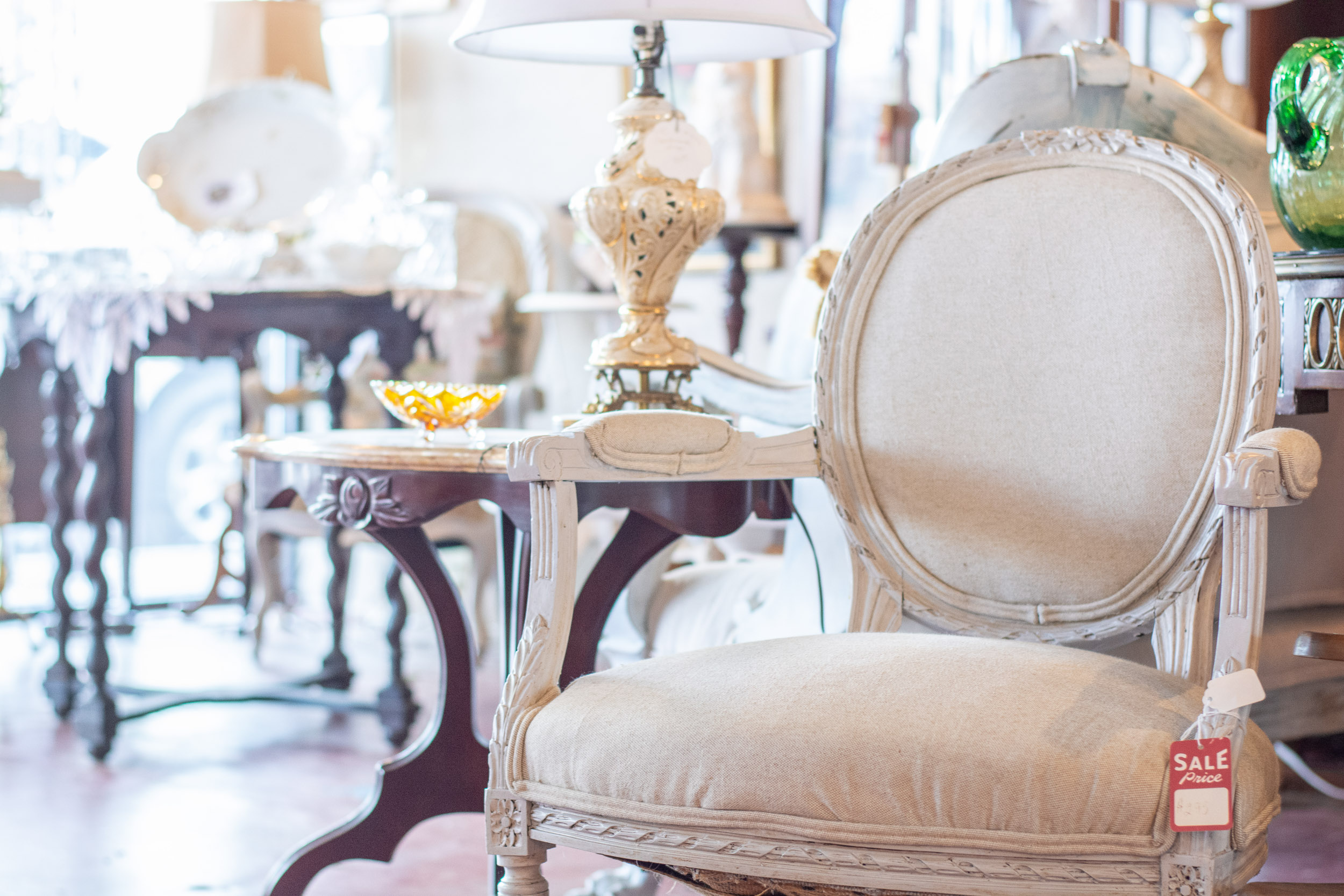 French furniture at antique shop