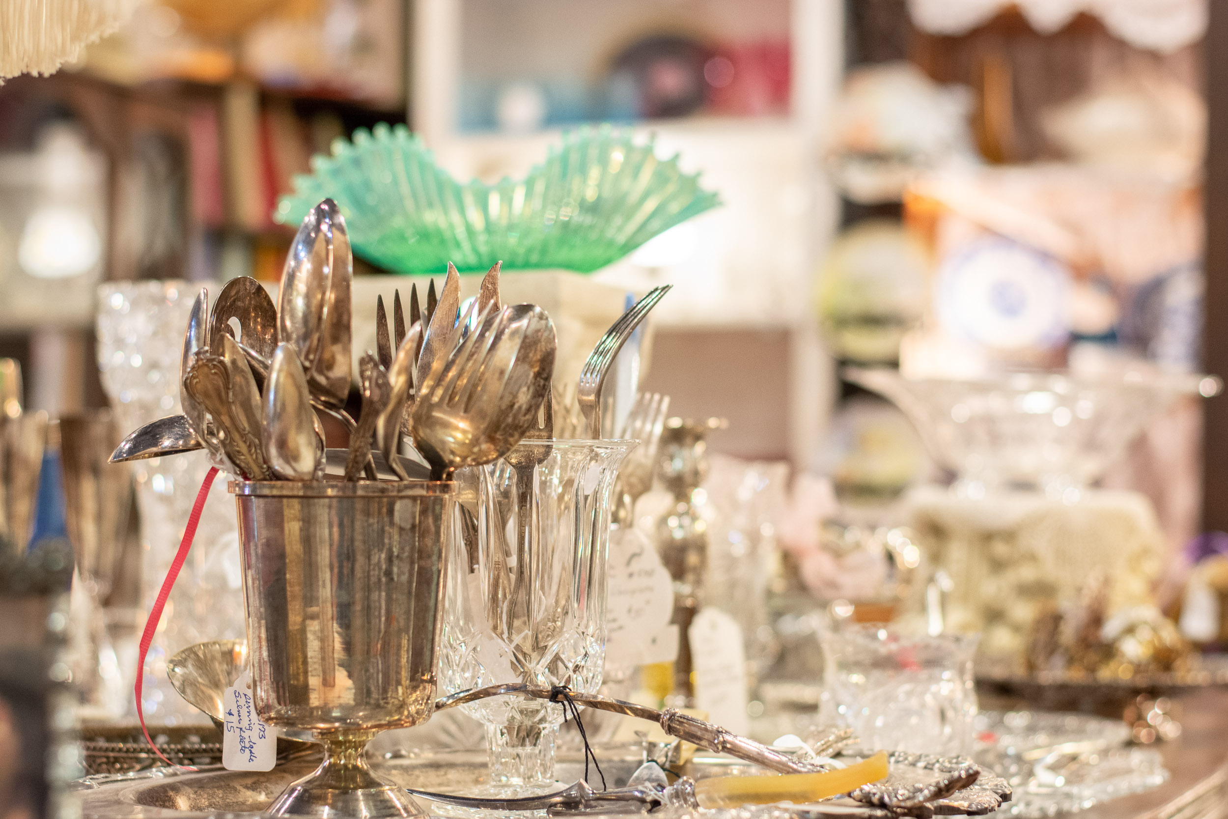 Silverware and Fine China at Antique Shop