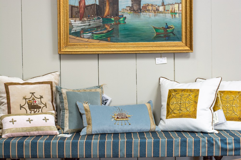 Antique embroidered pillows
