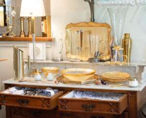 gold serving pieces