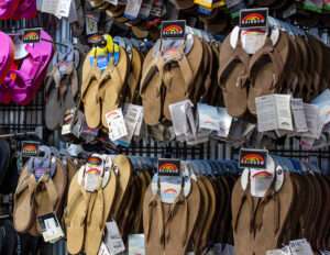 Rainbow flip flops