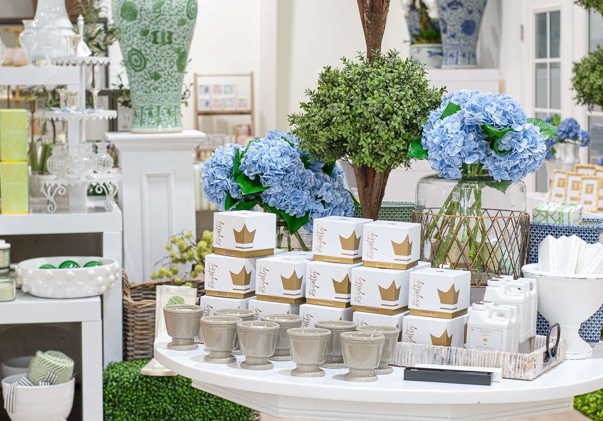 blue faux hydrangeas